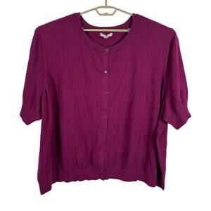 Woman Within Short Sleeve Cardigan Sweater 6X (42/44) Preppy Office Business